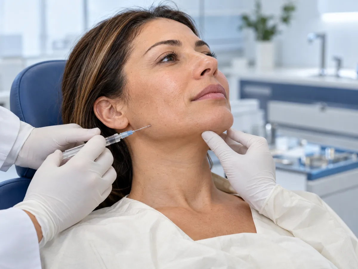 Aplicação na linha da mandíbula para definição do contorno facial